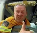  ??  ?? A video of volunteer firefighte­r Paul Parker pulling his fire truck over to the side of the road to deliver a blunt message to Scott Morrison went viral. SEVEN NEWS