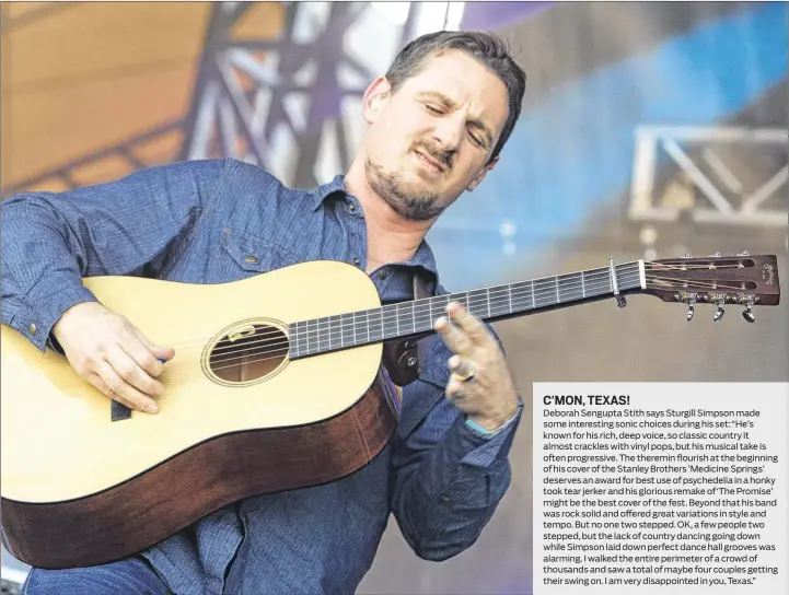  ?? CONTRIBUTE­D BY SUZANNE CORDEIRO ?? Sturgill Simpson performs on the Honda stage at ACL Music Festival on Saturday.