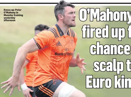  ??  ?? Knees up: Peter O’Mahony in Munster training yesterday afternoon