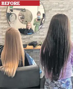  ?? ?? Long locks The girls ahead of their charity hair cuts