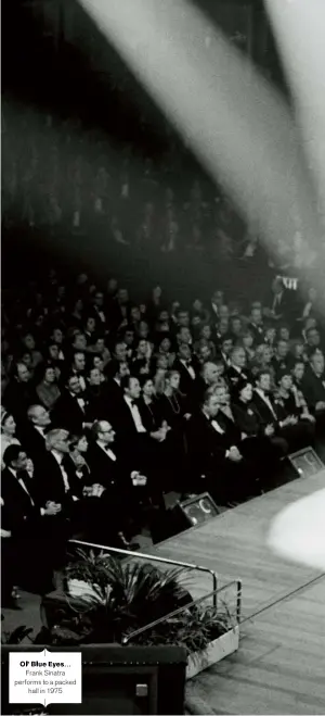  ??  ?? Ol’ Blue Eyes… Frank Sinatra performs to a packed hall in 1975