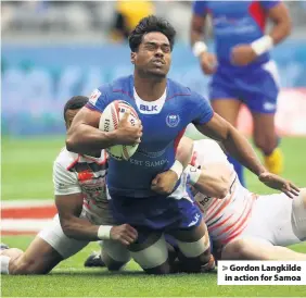  ??  ?? > Gordon Langkilde in action for Samoa