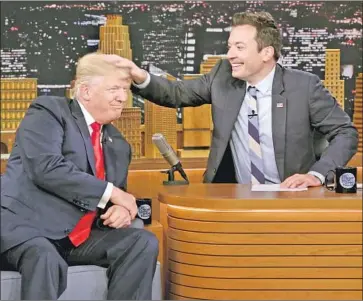  ?? Andrew Lipovsky NBC ?? JIMMY FALLON’S infamous tousle of Donald Trump on “The Tonight Show” might still be on voters’ minds.