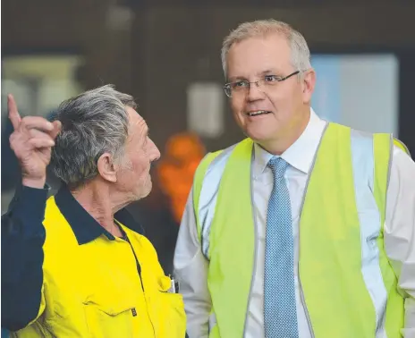  ?? Picture: AAP ?? Australian Prime Minister Scott Morrison has hit the ground running, on site at a Sydney manufactur­ing plant yesterday.