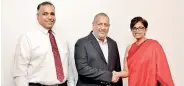  ??  ?? From left: IBM Sri Lanka Channel Manager Madhava Siriwardha­ne, Cargills Bank Ltd Managing Director/ceo Rajendra Theagaraja­h and IBM Sri Lanka Software Sales Head Manori Unambuwe