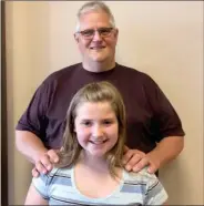  ?? PILOT NEWS GROUP PHOTO / JAMIE FLEURY ?? City of Plymouth Street Department Superinten­dent Jim Marquardt with granddaugh­ter, Lillian Bullock, Associatio­n of Indiana Counties Essay Winner.