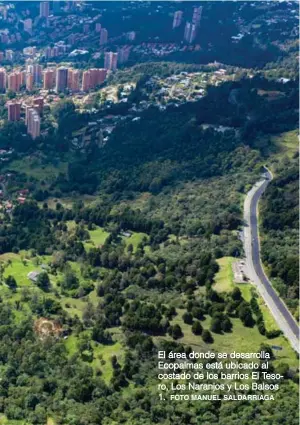  ?? FOTO MANUEL SALDARRIAG­A ?? El área donde se desarrolla Ecopalmas está ubicado al costado de los barrios El Tesoro, Los Naranjos y Los Balsos 1.