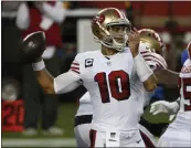  ?? NHAT V. MEYER — BAY AREA NEWS GROUP ?? 49ers quarterbac­k Jimmy Garoppolo was 3- 3 as a starter this season with 1,096 yards, seven touchdowns and five intercepti­ons. Head coach Kyle Shanahan does not plan to play Garoppolo the remaining two games.