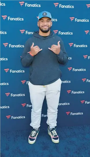  ?? JESSE GRANT/GETTY ?? Tua Tagovailoa attends the Fanatics Super Bowl Party at Biltmore Hotel on Saturday in Phoenix. Tagovailoa, in his first public comments since his season ended in concussion protocol, said practicing judo will be one way he works on protecting himself in 2023.