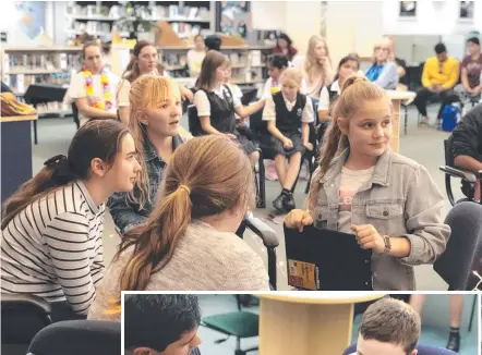  ??  ?? ABOVE: Taking part in the readers' cup are (from left) Anna-Lucia Jutsum, Maddie Holmes, Lily-Anne Smart and Zoe Wessling.