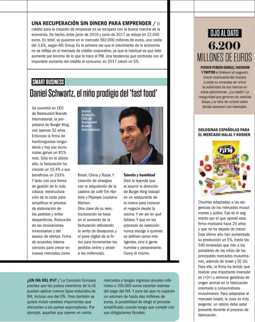  ??  ?? Daniel Schwartz, CEO de Restaurant Brands Internatio­nal. MARZO 2018 /