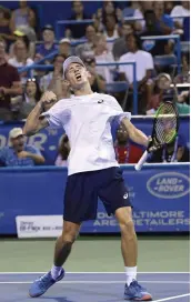  ?? AP ?? Alex De Minaur celebrates his win over Andrey Rublev in the Citi Open semifinal in Washington on Saturday. —