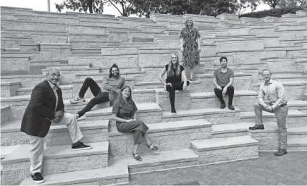  ?? SCOTT UTTERBACK/COURIER JOURNAL ?? The 502 Film Collective is a nonprofit group that just formed in Kentucky. From left to right are Nathaniel R. A. Spencer, Felipe Dieppa, Bryn Silverman, Soozie Eastman, Sarah Lempke O’Hare, Geoff Storts and Ben Moore.