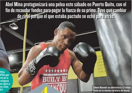  ?? Fotos: Karina Defas / EXTRA ?? Abel Mina contó a EXTRA que forma parte de la tradición religiosa elohísta, que adora a Dios Padre y Dios
Madre. Édwin Bennett se enfrentará a Cristian Terán en la misma cartelera de boxeo.