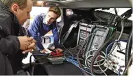  ??  ?? HI-TECH Portable Emissions Measuremen­t System (PEMS) straps on to the rear of car and feeds a special flow meter and associated devices located in boot to analyse engine’s emissions