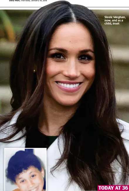  ??  ?? Sleek: Meghan, now, and as a child, inset TODAY AT 36