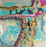  ??  ?? “Bow Down” has “imagery reminiscen­t of royalty,” says the artist, Janice Kindred. She used a mix of rich golds, shades of teal and bold magenta “to inspire reverence.”