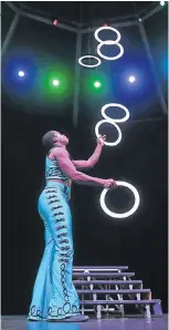  ?? Pictures: ESA ALEXANDER ?? TRICKS OF THE TRADE: From left, Phelelani Ndakrokra soars above the stage; Jacobus ‘Trompie’ Claasen tumbles over Aviwe Mfundisi; Mfundisi juggles