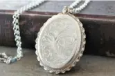  ??  ?? Pittsburgh-based Lexi & Gem’s Etsy shop features beautiful vintage lockets. Handcrafte­d in the 1970s, this English locket necklace in sterling silver with sapphire beads on the 24-inch chain. $124 at their Etsy shop, Lexi and Gem Timeless Jewelry.