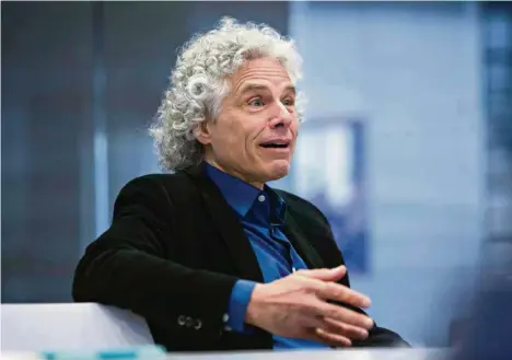  ?? (VICTOR J. BLUE/GETTY IMAGES) ?? Steven Pinker: «Le fait de relever les éléments positifs qui touchent la vie des individus, cela ne veut pas dire pour autant que tout va pour le mieux.»