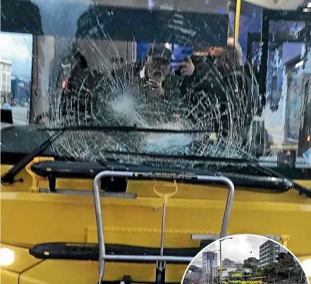  ??  ?? A cyclist was injured after being hit by a Metlink bus near Wellington Railway Station. Right, the Lambton Quay bus terminal.