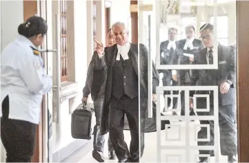  ??  ?? Attorney-General Tommy Thomas, who is leading the prosecutio­n team in Datuk Seri Najib Tun Razak’s trial on seven charges involving RM42 million of SRC Internatio­nal Sdn Bhd funds, arriving at the High Court yesterday.