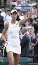  ?? AP PHOTO ?? Britain’s Johanna Konta waves to the crowd after her victory yesterday at Wimbledon.