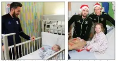  ??  ?? NO KIDDIN: Ipswich and Mansfield players join the festive fun