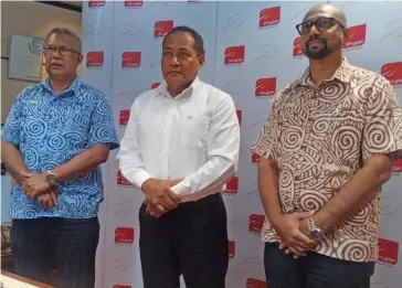  ?? Photo: Selita Rabuku ?? Fiji National Provident Fund general manager member services, Alipate Waqairawai , CEO Viliame Vodonaival­u and chief informatio­n officer Rukshan Rajapaksha on Friday, June 24, 2022.