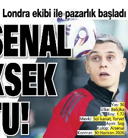  ?? ?? Sol kanat, forvet Ayak: Sağ Kulüp: Arsenal Kontrat: 30 Haziran 2026
Mevki: