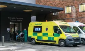  ?? Photograph: Vickie Flores/EPA ?? Ambulances are parked outside Guy’s hospital in London. The NHS is worried about its capacity to treat a surge in the number of patients over the winter months.