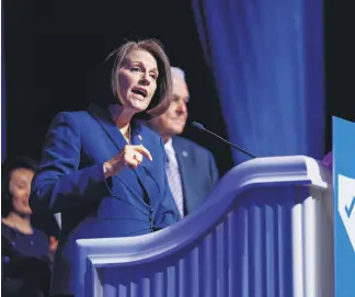  ?? ?? U.S. Sen. Catherine Cortez Masto speaks at an election night party, Las Vegas, Nevada, U.S., Nov. 8, 2022.