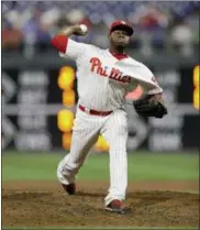  ?? MATT SLOCUM — THE ASSOCIATED PRESS ?? Former Phils closer Hector Neris breezes through the Colorado Rockies lineup last Wednesday at Citizens Bank Park. That seems like a long time ago now.