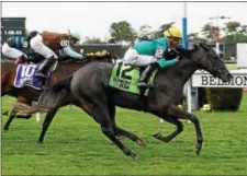  ?? PHOTO SUSIE RAISHER/NYRA ?? Kressie races to the New York Stallion Series Cupecoys Joy win May 24 at Belmont Park with Jose Ortiz aboard.