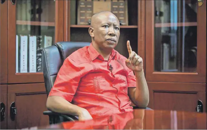  ??  ?? No going back: Economic Freedom Fighters leader Julius Malema vows that if the EFF were to fold, he’d become a political analyst rather than return to the ANC fold. Photo: Oupa Nkosi