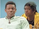  ?? PROVIDED BY QUANTRELL COLBERT/AMAZON ?? Donald Elise Watkins, left, and RJ Cyler star in the comedy “Emergency.”