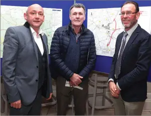  ??  ?? Cllr. Wayne Harding with Michael Smith and Micahel Noonan from RPS who are Meath Co. Co.’s designers on the project.