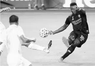  ?? STEPHEN M. DOWELL/ORLANDO SENTINEL ?? Orlando City rookie Daryl Dike (18) earned MLS Player of the Month recognitio­n.