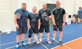  ?? ?? Kirriemuir’s gents’ doubles champs (from left) Callan Mckenna, Derek Thomson, Lachlan Mulford and Stephen Cochrane.