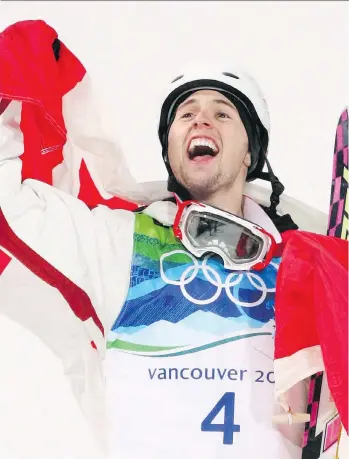  ?? SEAN KILPATRICK/THE CANADIAN PRESS ?? Watching Quebec freestyle skier Alexandre Bilodeau celebrate his gold medal at the 2010 Vancouver Games may have inspired other Canadians to get active or pursue new sports.