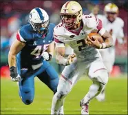  ??  ?? Boston College running back AJ Dillon (2), a freshman from New London, became the first player in BC history to be named Atlantic Coast Conference Rookie of the Year on Tuesday. Dillon rushed for 1,432 yards, including 1,099 over his final six games...