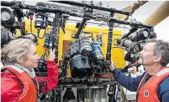  ?? OCEANA CANADA / THE CANADIAN PRESS ?? On board the Martha L. Black, Alexandra Cousteau, senior Oceana adviser, and Robert Rangeley, director of science at Oceana Canada.