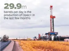  ?? Reuters ?? ■
A drilling rig operates in the Permian Basin in Lea County, New Mexico. The expansion in shale output is likely to continue at least into the beginning of 2020 before slowing down.