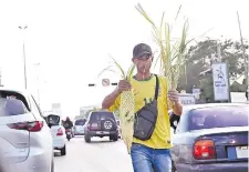  ?? ?? Un vendedor de palmas ofreciendo sus productos en la calle.