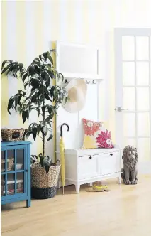  ?? PHOTO COURTESY OF CANADIAN TIRE ?? Multi-functional furniture, like the piece shown here with its hooks, bench and storage space, is ideal for any home, but especially one where space is limited.