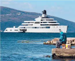  ?? SAVO PRELEVIC/GETTY-AFP ?? Solaris, a superyacht owned by Russian oligarch Roman Abramovich, sails March 12 near Tivat, Montenegro. Abramovich is under sanctions from the U.K.