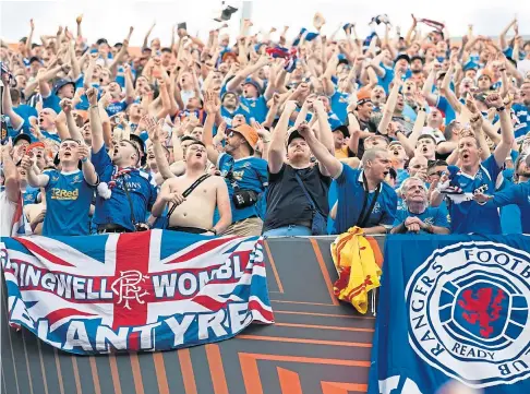  ?? Seville. ?? ROW: Rangers – and Eintracht Frankfurt – fans have hit out at “significan­t organisati­onal issues” at the final in