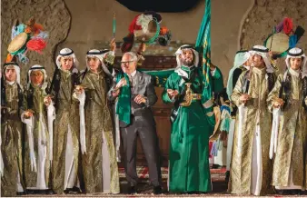  ?? Photo/Huda Bashatah ?? Jerry Inzerillo, CEO of the Diriyah Gate Developmen­t Authority, joined the opening Ardah performanc­e.