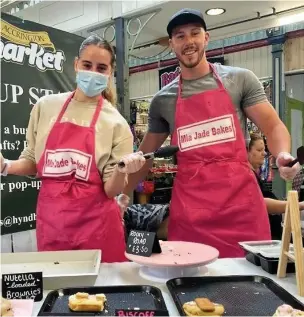  ??  ?? Mia Beadsworth with brother, Sam Beadsworth at the event, above, and the Bath Bomb pop-up stall, below left