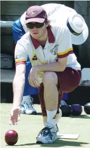  ??  ?? Ed Flower played his first game for Drouin Bowling Club in division six on Saturday. Ed is a third generation bowler at the club. Unfortunat­ely, his rink lost 17/22 to Thorpdale.